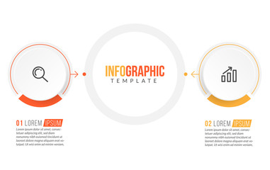 Minimal Business Infographics template. Timeline with 2 steps, options and marketing icons .Vector linear infographic with two conected elements. Can be use for presentation.