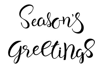 Seasons greetings brush hand lettering text isolated