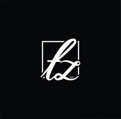Minimal elegant monogram art logo. Outstanding professional trendy awesome artistic TZ ZT initial based Alphabet icon logo. Premium Business logo White color on black background