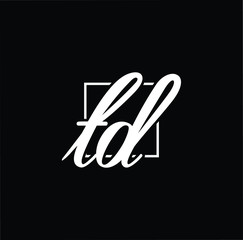 Minimal elegant monogram art logo. Outstanding professional trendy awesome artistic TD DT initial based Alphabet icon logo. Premium Business logo White color on black background
