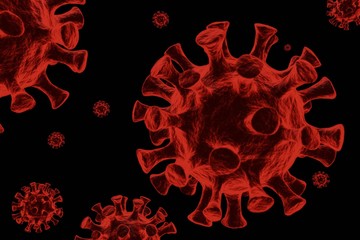 coronavirus COVID-19 under the microscope. 3D render illustration.
