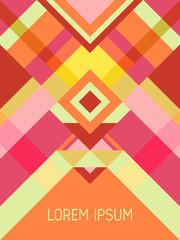 Cover page layout vector template geometric design with triangles and stripes pattern.