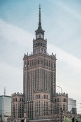 Fototapeta na wymiar Palace of Culture and Science in Warsaw. The symbolic of communism in Poland