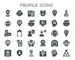 Modern Simple Set of profile Vector filled Icons
