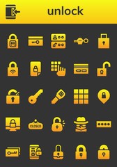 Modern Simple Set of unlock Vector filled Icons