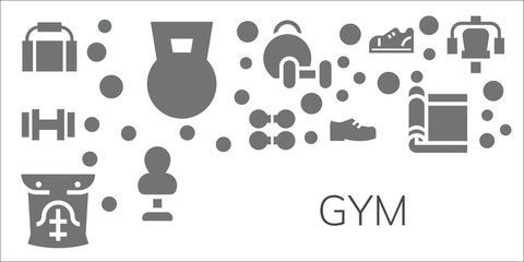 Fototapeta na wymiar Modern Simple Set of gym Vector filled Icons