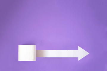 A beautiful roll of toilet paper on the plain background with outer place for adding text