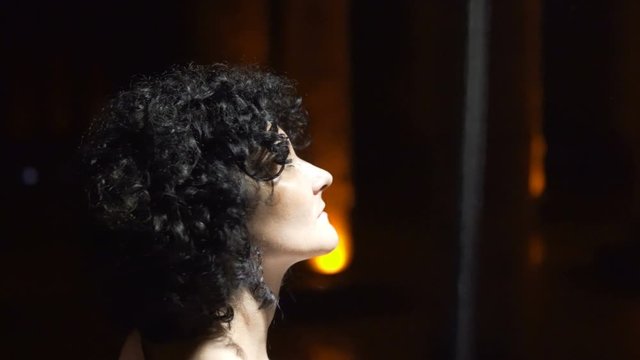 Beautiful female tourist at sightseeing in Istanbul, Basilica Cistern. Basilica Cistern (Turkish: Yerebatan Sarayi - Sunken Palace) Underground cistern in Istanbul, Turkey