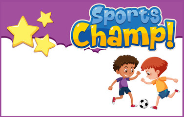Obraz na płótnie Canvas Background template design with boys playing soccer