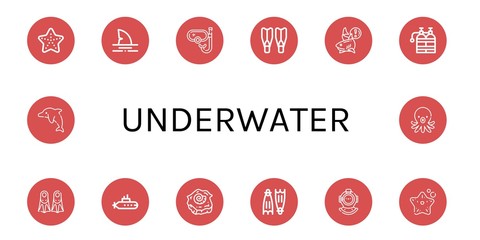 underwater simple icons set © Natalia