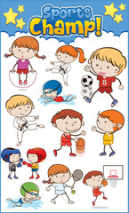 Large set of kids playing different sports