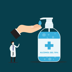 Alcohol gel. Hand wash gel vector. Hand wash gel and Bacteria vector.