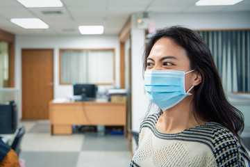 Fototapeta na wymiar Woman wearing mask protection epidemic flu covid19