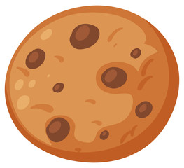 One chocolatechip cookie on white background