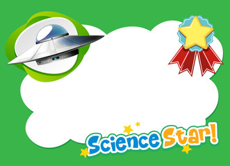 Background template design with spaceship and word science star