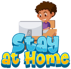 Boy stay at home to avoid spreading corona virus