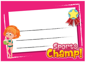 Background template design with word sports champ