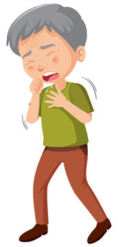 Sick old man caughing