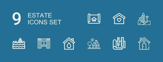 Editable 9 estate icons for web and mobile