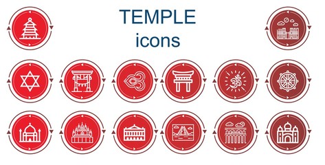 Editable 14 temple icons for web and mobile