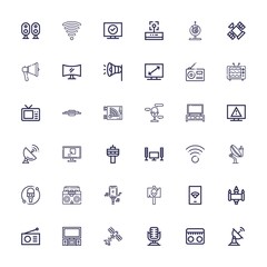Editable 36 broadcast icons for web and mobile