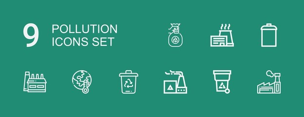 Editable 9 pollution icons for web and mobile