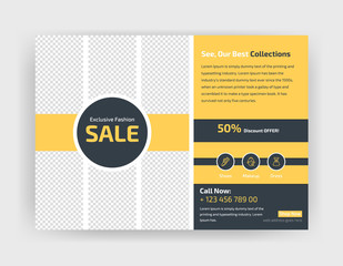Obraz premium Modern Fashion Sales off Flyer template.Horizontal Flyer design. advertisement, presentation, magazine page. a4 size vector illustration.