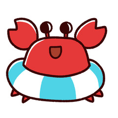 浮き輪とカニさん