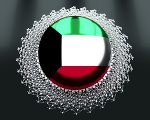 Flag of the Kuwait. Independence day celebration card concept. 3D rendering