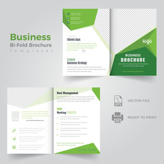 Corporate & Business Concept Bi-fold Brochure Template Design.