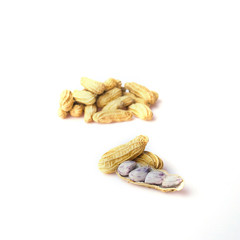 Close up Boiled beans peanuts with texture isolated on white background.selective focus.
