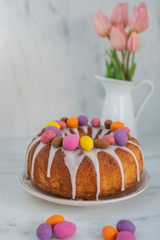 home made apple carrot sponge cake for easter