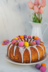 home made apple carrot sponge cake for easter