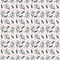 Floral seamless pattern, nature leaf background vector