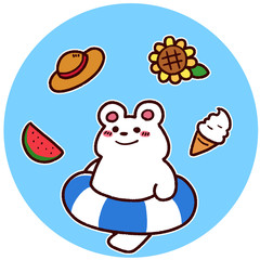 海　夏　シロクマ　イラストカット