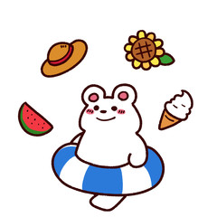 海　夏　シロクマ　イラストカット