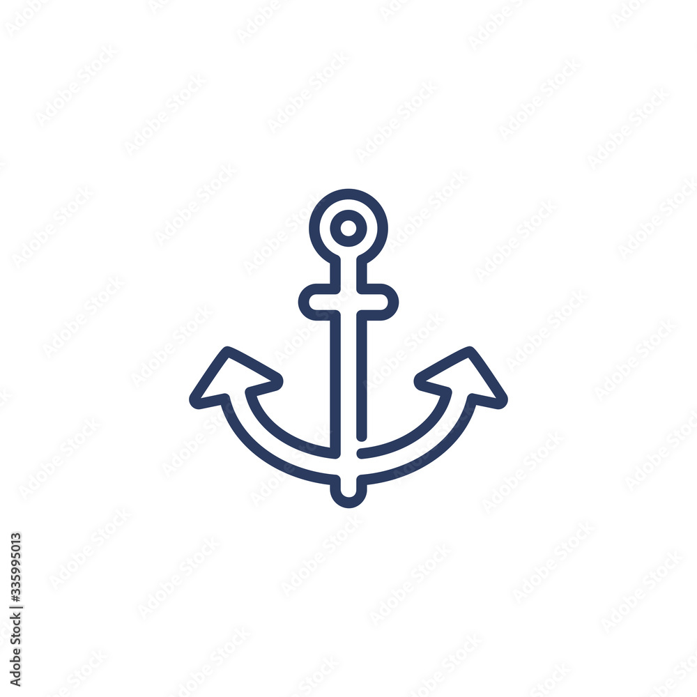 Poster nautical anchor outline vector icon isolated on white background. web site page and mobile app desig