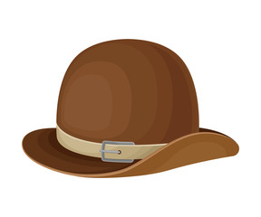 Wide-brimmed Stylish Male Headwear as Clothing Item Vector Illustration