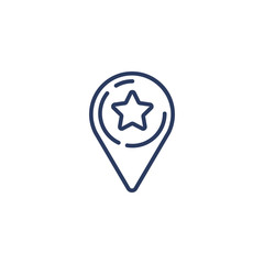 Outline map pointer star icon isolated on white background. Location favorite pin sign for web mobile app and UI design. Navigation concept.