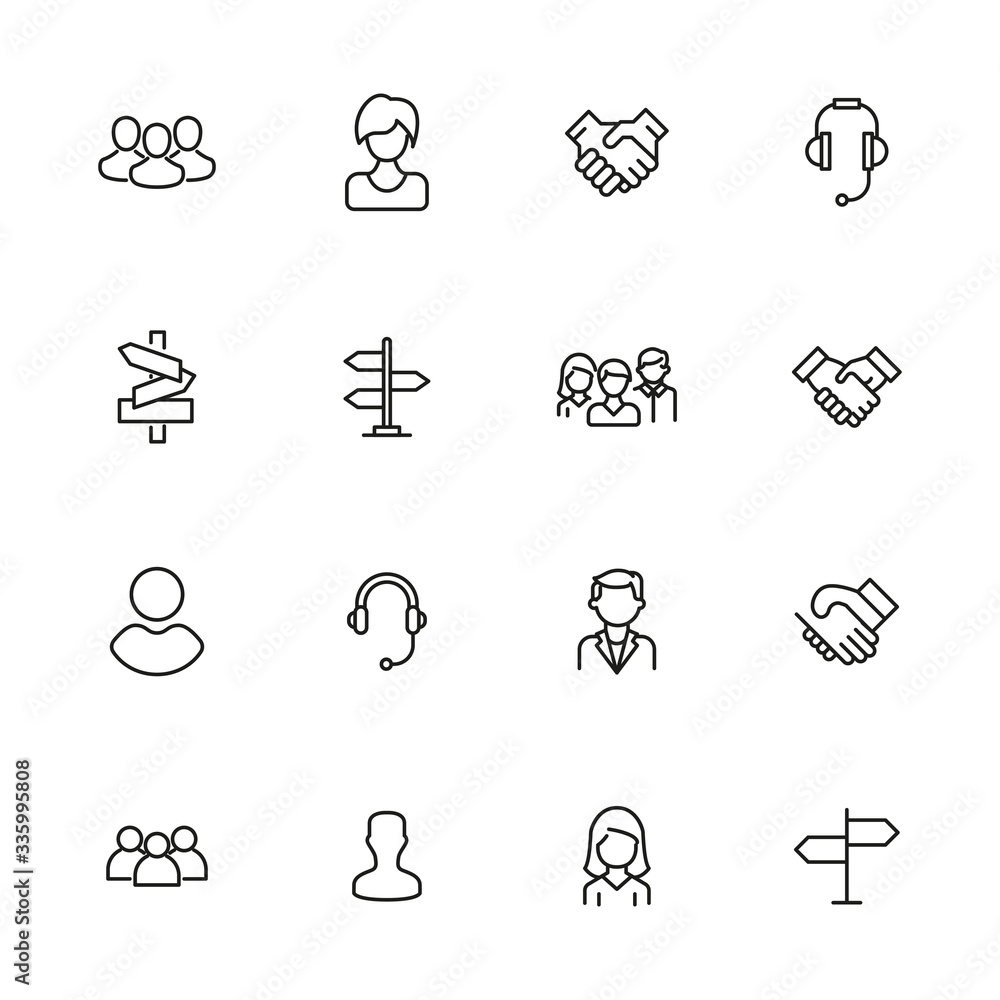 Poster vector line icons collection of support.