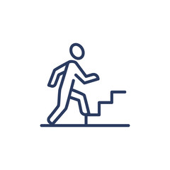Career growth thin icon. Employee, worker, professional walking upstairs. Line icon for business, job success, leadership concept