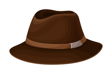 Wide-brimmed Stylish Male Headwear as Clothing Item Vector Illustration