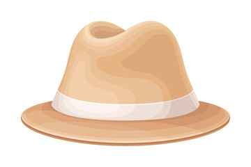 Wide-brimmed Stylish Male Headwear as Clothing Item Vector Illustration