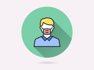 Man face with mask icon for graphic and web design.