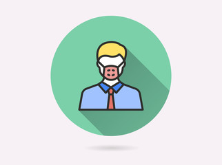 Man face with mask icon for graphic and web design.