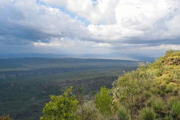 Fototapeta na wymiar Scenic mountain landscapes against sky in rural Kenya, Oloroka Mountain Range, Kajiado, Kenya