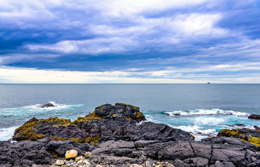 Beautiful rugged Iceland coast seascape