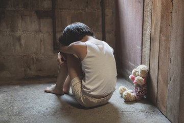 Stop violence and abused children. traumatized children concept.