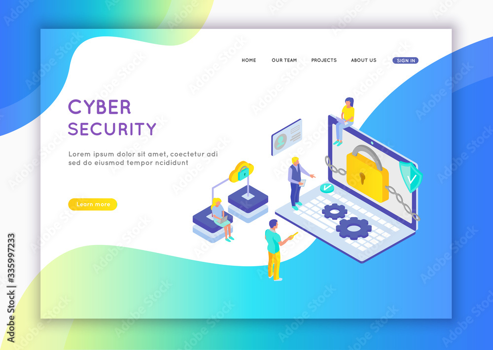 Poster cyber security infographic, banner with hero protect data and confidentiality. can use for web banne