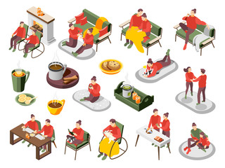 Hygge Lifestyle Isometric Icons 